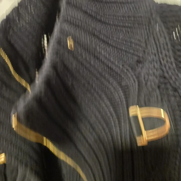 Ralph Lauren Black Cable Knit Turtleneck Sweater with Gold Buckles - Picture 6 of 11